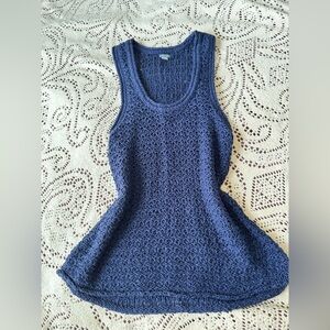 Aerie Navy Crochet Tank Top